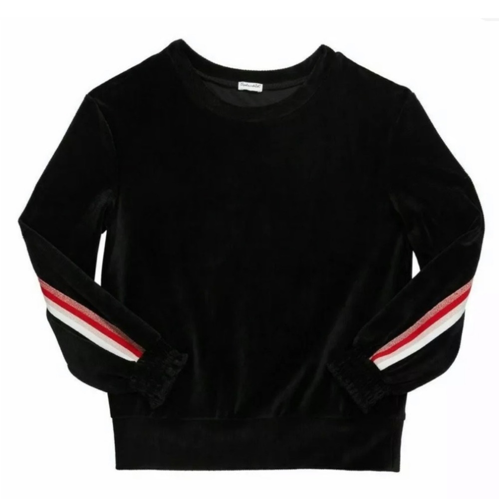 Splendid kids lurex stripes velvet black retro sweater. New with tags. Size 14.